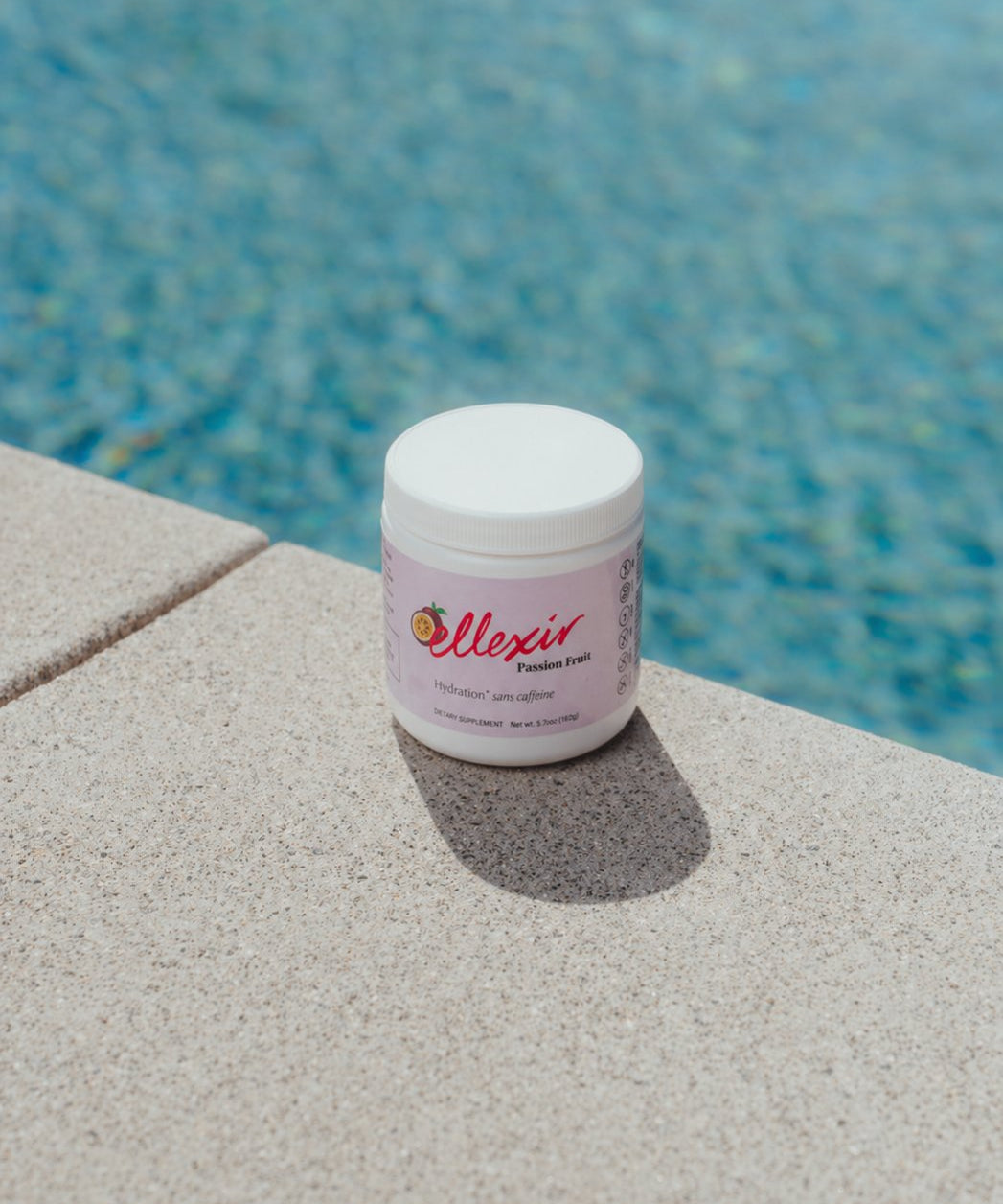 Ellexir Passion Fruit Hydration poolside